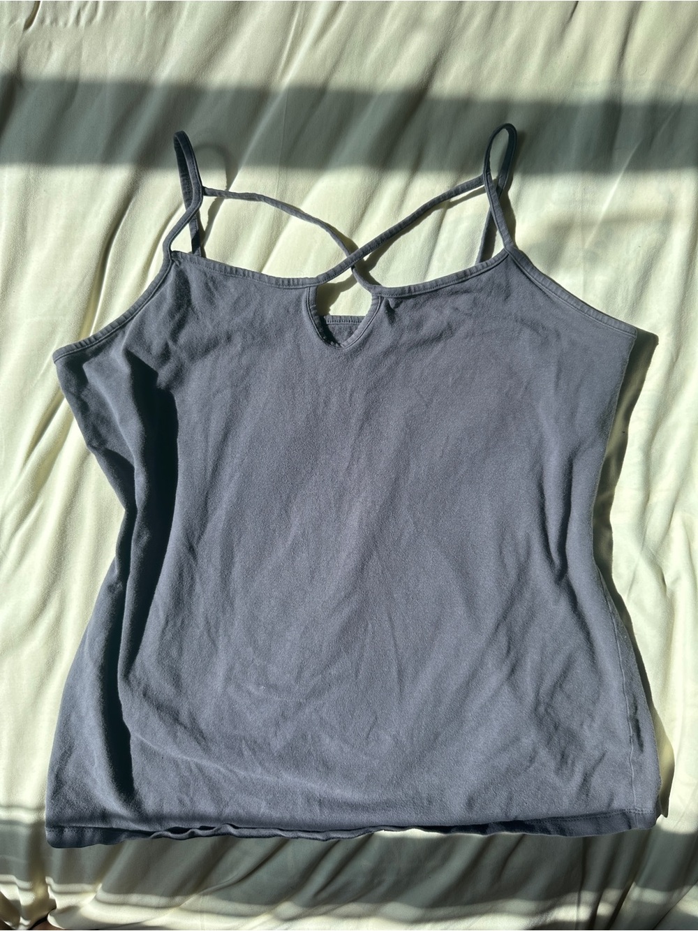 Women's Strappy Keyhole Tank Top - Charcoal Gray